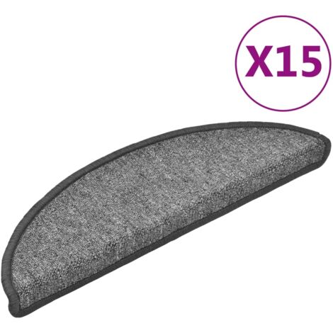 Tapis d'escalier 15 pcs，Marches d'escalier 56 x 17 x 3 cm Gris foncé Demi-rond CFW830685