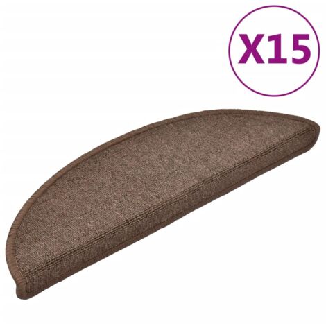 Tapis d'escalier 15 pcs，Marches d'escalier 56 x 17 x 3 cm marron café demi-rond CFW795927