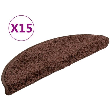 Tapis d'escalier 15 pcs，Marches d'escalier 56 x 17 x 3 cm Marron Demi-rond CFW603073