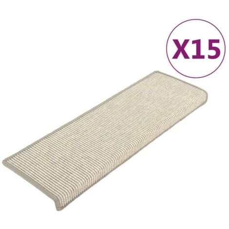 Tapis d'escalier 15 pcs，Marches d'escalier 65 x 21 x 4 cm Argent Bord rectangulaire CFW989780