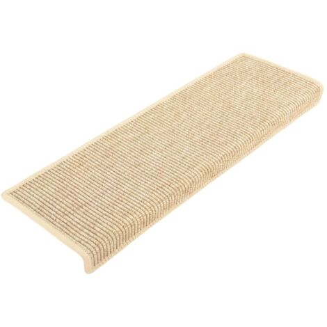 Tapis d'escalier 15 pcs，Marches d'escalier 65 x 21 x 4 cm Beige clair Bord rectangulaire CFW278480