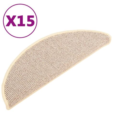 Tapis d'escalier 15 pcs，Marches d'escalier 65 x 21 x 4 cm Blanc et marron Demi-rond Grand CFW747158