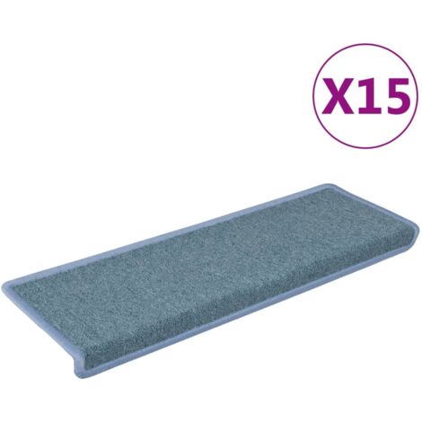 Tapis d'escalier 15 pcs，Marches d'escalier 65 x 21 x 4 cm Bordure rectangulaire bleu mer CFW823155