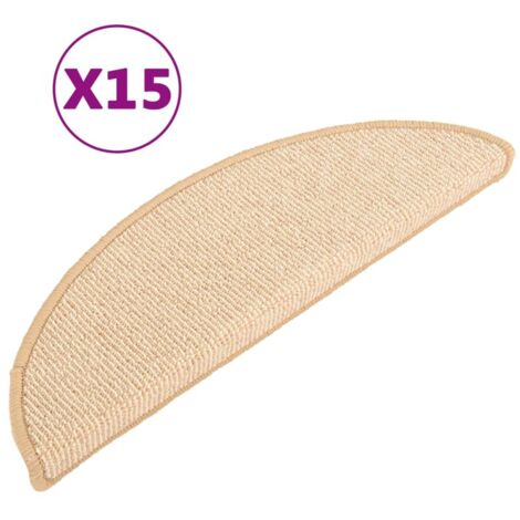 Tapis d'escalier 15 pcs，Marches d'escalier 65 x 21 x 4 cm Crème Demi-rond Grand CFW767825
