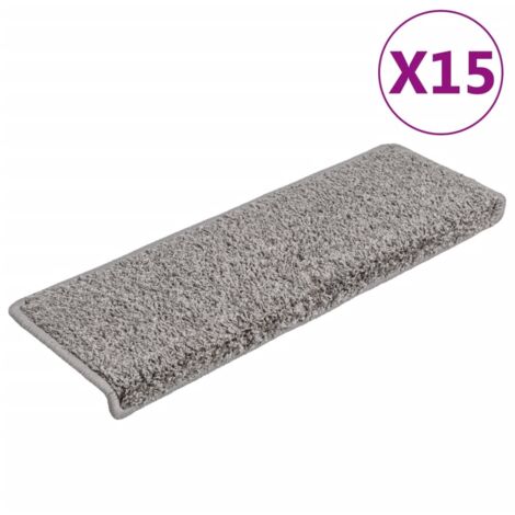 Tapis d'escalier 15 pcs，Marches d'escalier 65 x 21 x 4 cm Gris Bord rectangulaire CFW210341