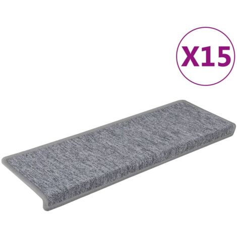Tapis d'escalier 15 pcs，Marches d'escalier 65 x 21 x 4 cm Gris clair Bord rectangulaire CFW911664