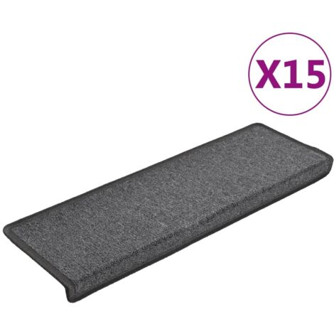 Tapis d'escalier 15 pcs，Marches d'escalier 65 x 21 x 4 cm Gris foncé Bord rectangulaire CFW846576