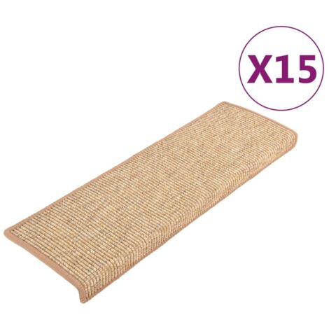Tapis d'escalier 15 pcs，Marches d'escalier 65 x 21 x 4 cm Marron clair Bord rectangulaire CFW890625