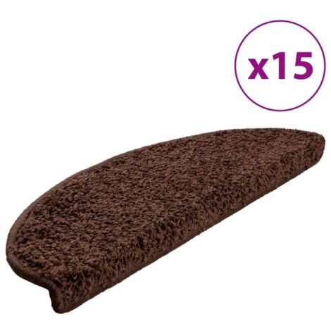 Tapis d'escalier 15 pcs，Marches d'escalier 65 x 21 x 4 cm Marron Demi-rond Grand CFW692600