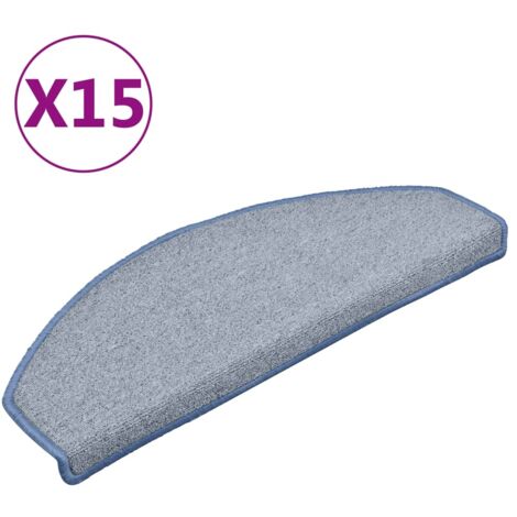 Tapis d'escalier 15 pcs，Marches d'escalier 65 x 24 x 4 cm Gris clair et bleu Demi-rond Grand CFW414266
