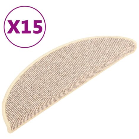 Tapis d'escalier 15 pièces 56 x 17 x 3 cm Blanc et marron Demi-rond