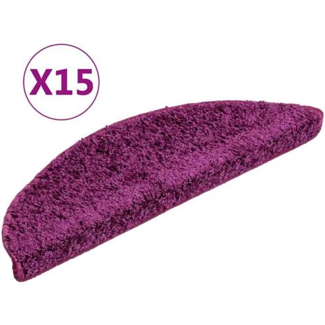 Tapis d'escalier 15 pièces 56 x 17 x 3 cm Violet Demi-rond