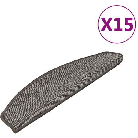 Tapis d'escalier 15 pièces 65 x 21 x 4 cm Gris Demi-rond Grand