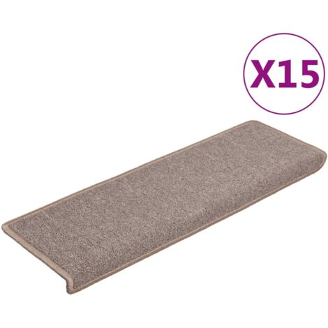 Tapis d'escalier 15 pièces 65 x 21 x 4 cm Marron clair Bord rectangulaire