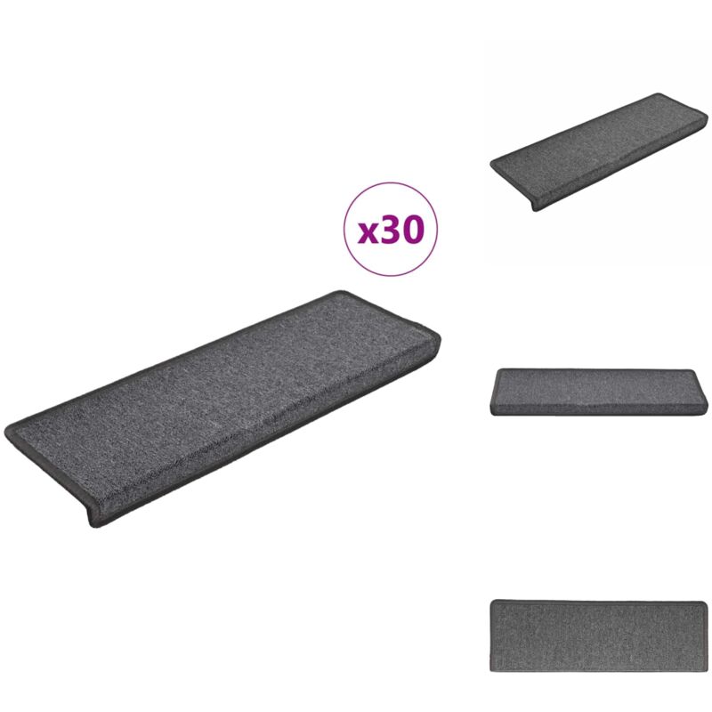 Vidaxl - Tapis d'escalier 30 pcs 65x21x4 cm Gris foncé - Tapis D'escalier - Marche D'escalier - Bande De Roulement - Tapis De Marche D'escalier