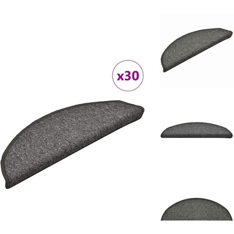 Vidaxl - Tapis d'escalier 30 pcs gris foncé 56x17x3 cm - Tapis D'escalier - Protection D'escalier - Tapis De Marche D'escalier - Décoration D'escalier