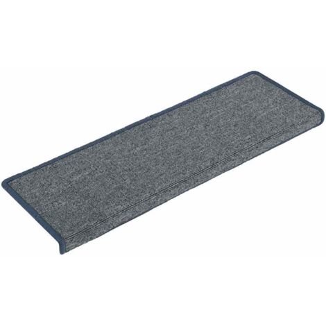 Tapis d'escalier 30 pcs,Marches d'escalier 65 x 21 x 4 cm Gris clair et bleu Bord rectangulaire CFW245187