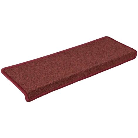 Tapis d'escalier 30 pièces 65 x 21 x 4 cm Bordeaux Bordure rectangulaire