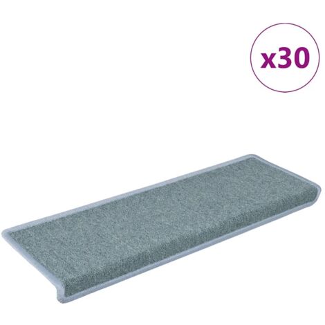 Tapis d'escalier 30 pièces 65 x 21 x 4 cm Bordure rectangulaire bleu marine