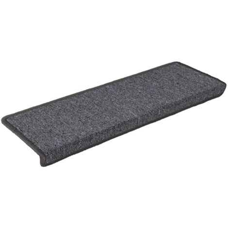 Tapis d'escalier 30 pièces 65 x 21 x 4 cm Gris foncé Bord rectangulaire