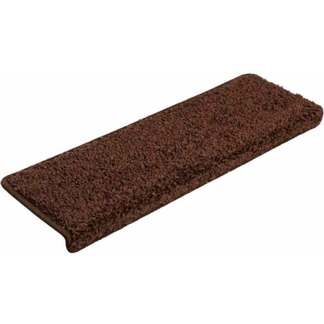 Tapis d'escalier 30 pièces 65 x 21 x 4 cm Marron Bord rectangulaire
