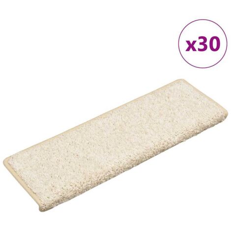 Tapis d'escalier 30 pièces-Moquette d'escalier-Tapis de marches 65 x 21 x 4 cm Blanc Bord rectangulaire 942048
