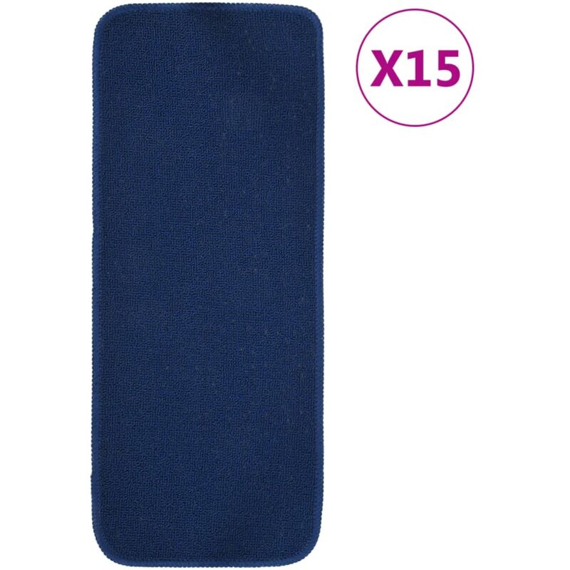 Vidaxl - Tapis d'escalier 15 pcs 60x25 cm Bleu marine Rectangulaire