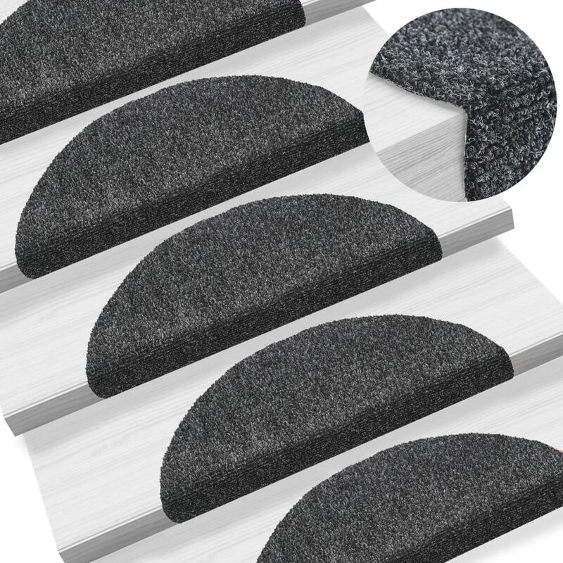 tapis d'escalier auto-adhesif 15 pcs 54 x 16 4 cm gris fonce