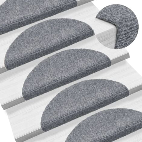 Tapis d'escalier auto-adhésif 15 pcs 56x17x3 cm Gris clair vidaXL