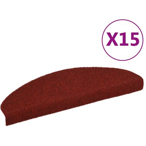 Tapis d'escalier auto-adhésif Poinçon aiguilleté 15 pcs Rouge