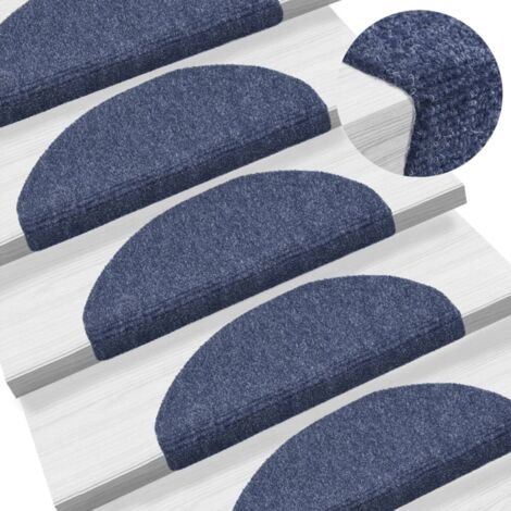 Tapis d'escalier auto-adhésif Poinçon aiguilleté 15 pcs,Marchettes d'escalier,Protections d'escalier Bleu CFW88911