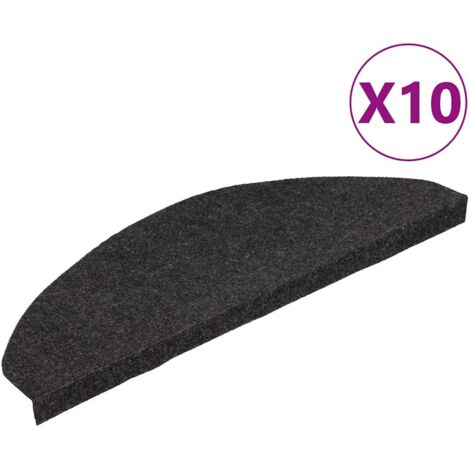 Tapis d'escalier auto-adhésifs 10 pcs noir 65x22,5x3,5 cm