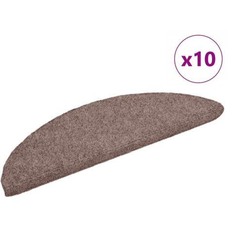 Tapis d'escalier auto-adhésifs 10 pièces 56 x 17 x 3 cm Marron clair Demi-rond