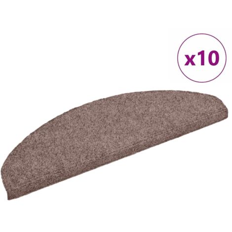 Tapis d'escalier auto-adhésifs 10 pièces 65 x 21 x 4 cm Marron clair Demi-rond Grand