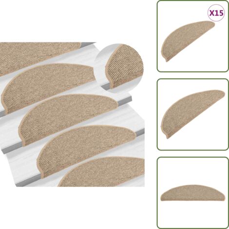 Tapis d'escalier auto-adhésifs 15 pcs Beige foncé 65x21x4 cm - Tapis D'escalier - Tapis Marches Escalier - Protection Escalier - Antidérapant - Réduction Bruit