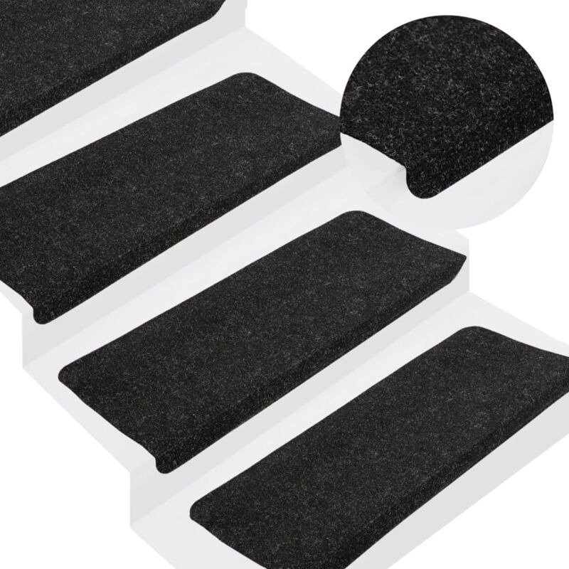 Tapis d'escalier auto-adhésifs 15 pcs,Marchettes d'escalier,Protections d'escalier 65x24,5x3,5 cm Anthracite CFW91338