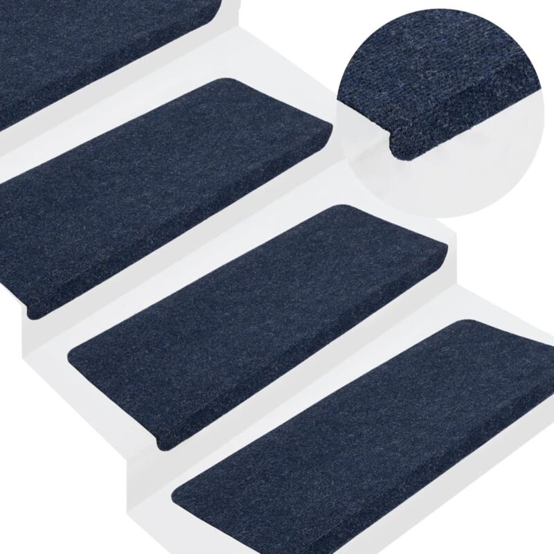 Tapis d'escalier auto-adhésifs 15 pcs,Marchettes d'escalier,Protections d'escalier 65x24,5x3,5 cm Bleu CFW98305