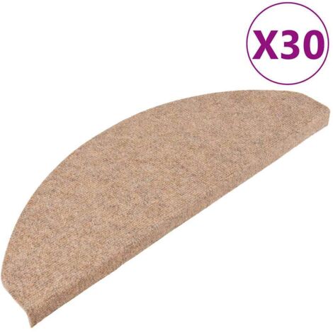 Tapis d'escalier auto-adhésifs 30 pcs beige 65x22,5x3,5 cm