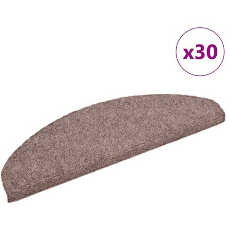Tapis d'escalier auto-adhésifs 30 pièces 65 x 21 x 4 cm Marron clair Demi-rond Grand