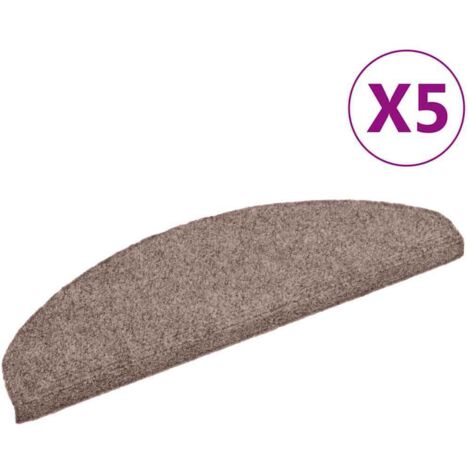 Tapis d'escalier auto-adhésifs 5 pcs，Marches d'escalier 65 x 21 x 4 cm Marron clair Demi-rond Grand CFW102708