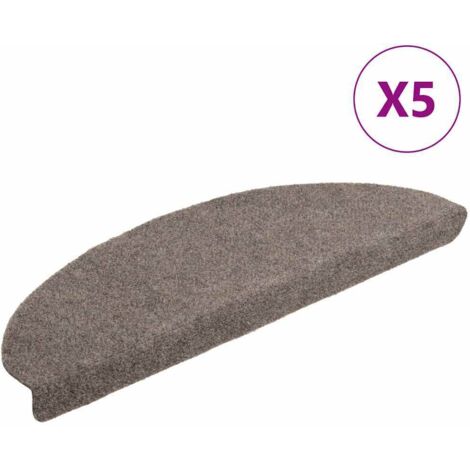 Tapis d'escalier auto-adhésifs 5 pièces 65 x 21 x 4 cm Beige Demi-rond Grand