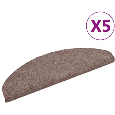 Tapis d'escalier auto-adhésifs 5 pièces 65 x 21 x 4 cm Marron clair Demi-rond Grand