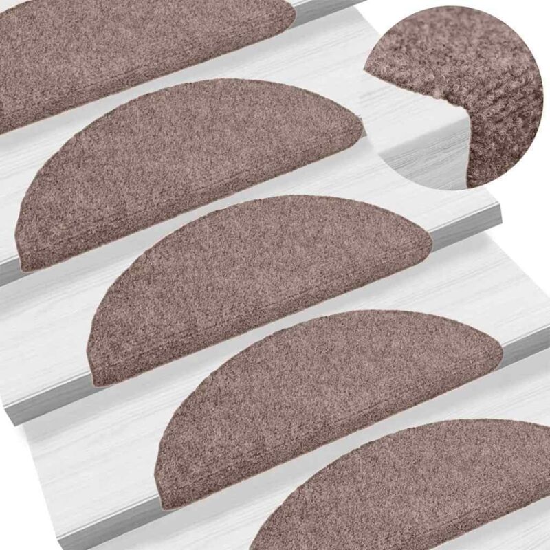 Vidaxl - Tapis d'escalier auto-adhésif Poinçon aiguilleté 15 pcs Marron