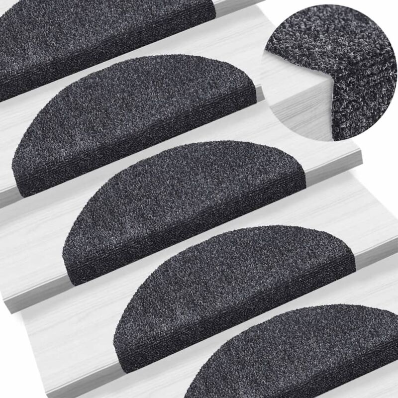 Vidaxl - Tapis d'escalier Poinçon aiguilleté 15pcs 65x21x4 cm Gris foncé