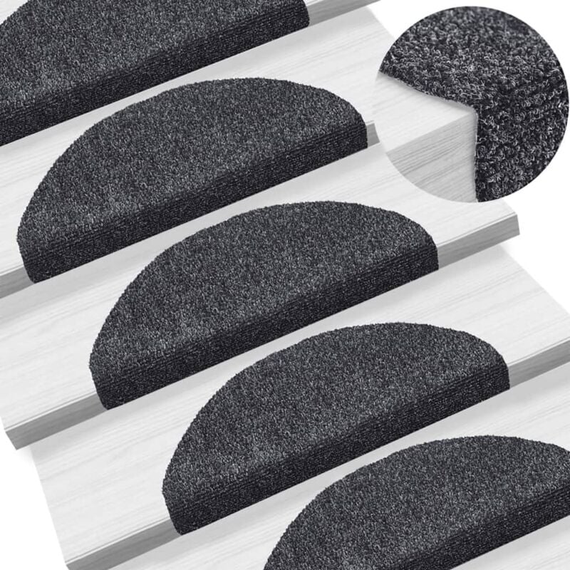Vidaxl - Tapis autoadhésifs de marches 5 pcs Gris foncé 65x21x4 cm