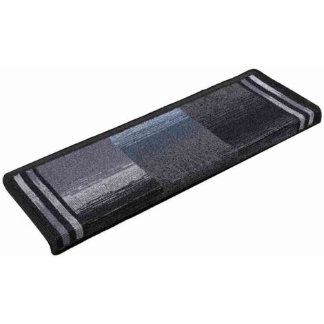 Tapis d'escalier autoadhésifs 10 pcs 65x21x4 cm Noir et gris
