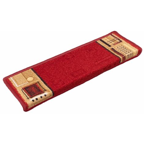 Tapis d'escalier autoadhésifs 10 pcs 65x21x4 cm Rouge