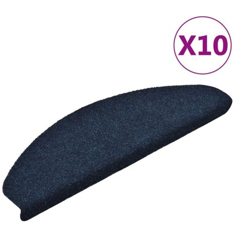Tapis d'escalier autocollants 10 pièces 65 x 21 x 4 cm Bleu marine Demi-rond Grand