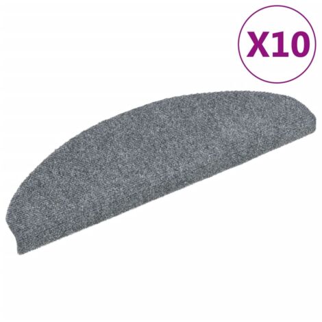 Tapis d'escalier autocollants 10 pièces 65 x 21 x 4 cm Gris clair Demi-rond Grand