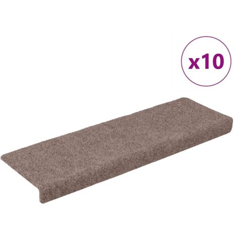Tapis d'escalier autocollants 10 pièces 65 x 21 x 4 cm marron clair Bord rectangulaire